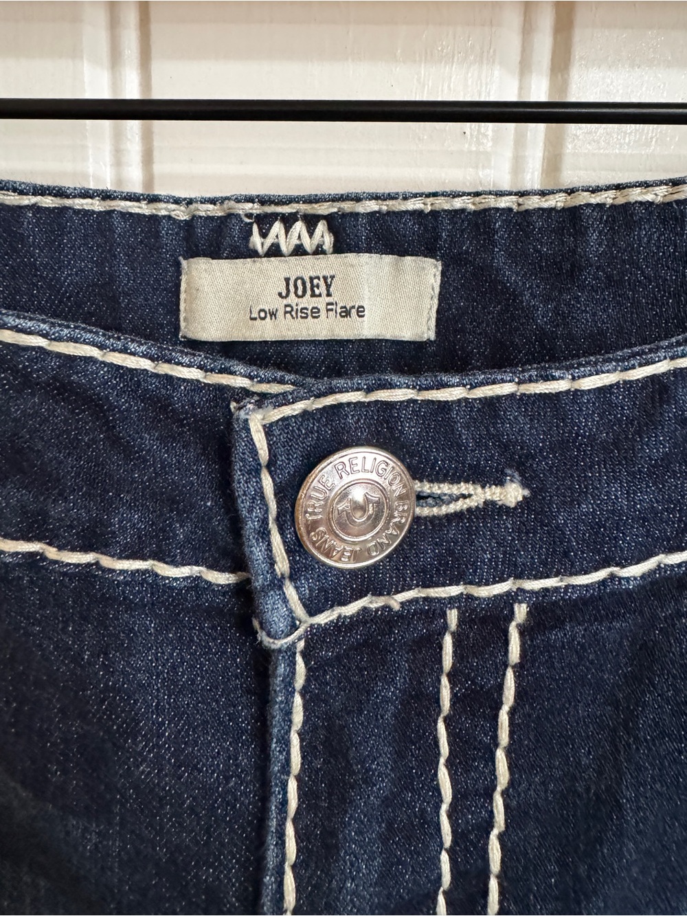 True Religion Joey Low Rise Flare Jeans Super T Dark Wash Flap Pocket Size 30 - Picture 6 of 15